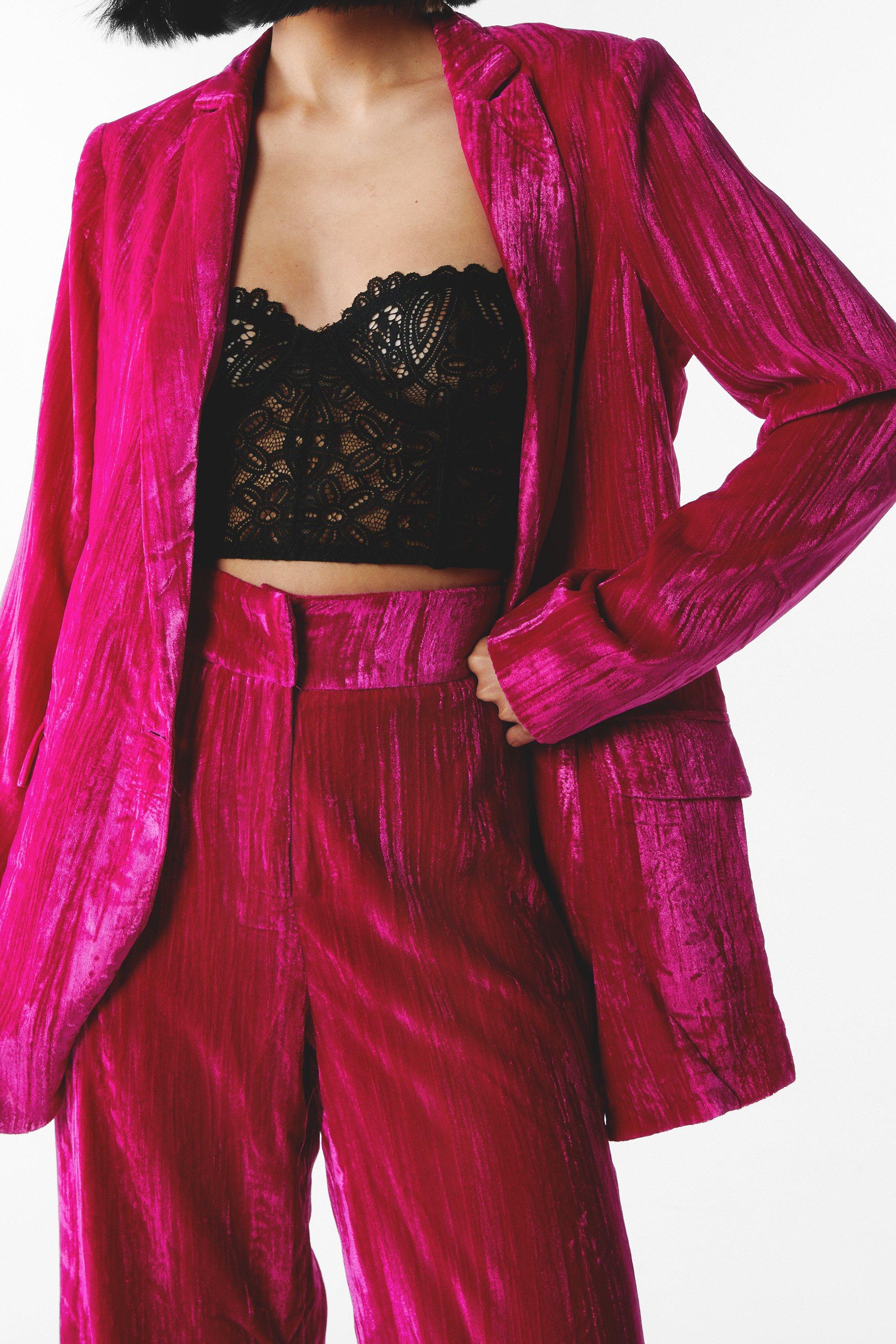 Pink crushed hot sale velvet blazer